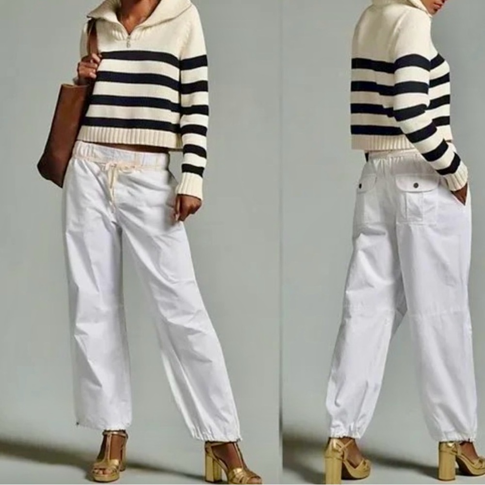 🆕 NWT ✨Anthropologie ~ Pilcro Parachute Pants in White - S